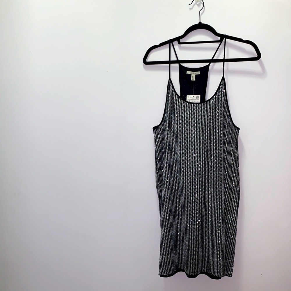 Silver sequin racer back  shift dress